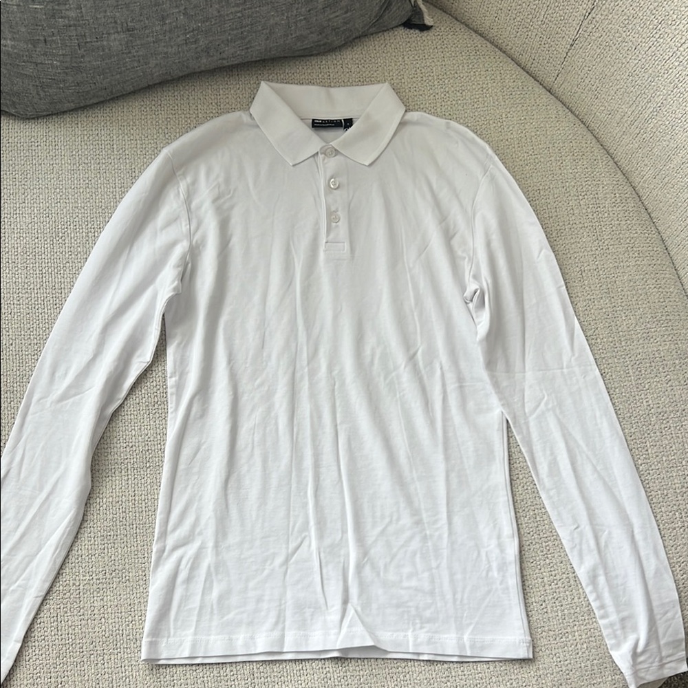 ASOS White Long Sleeve Polo Shirt Classic Design